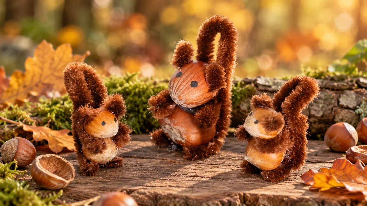 Niedliche, selbst gebastelte Eichhörnchen