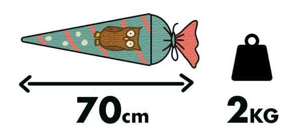 Illustration Schultüte - ca. 2 kg und Länge  ca. 70 cm