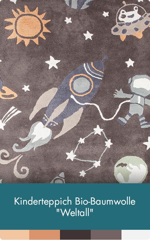 Kinderteppich Bio-Baumwolle "Weltall"