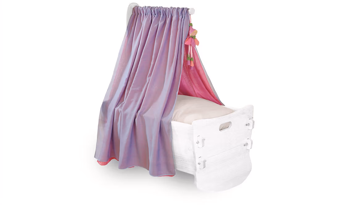 Himmel für Babywiege Bio-Baumwolle hellblau-rosa