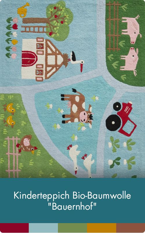 Kinderteppich Bio-Baumwolle "Bauernhof"