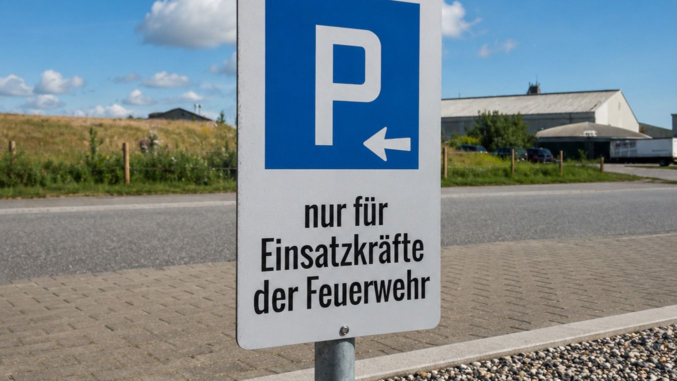 Parkplatz nur für Feuerwehrkräfte bei HANS NATUR