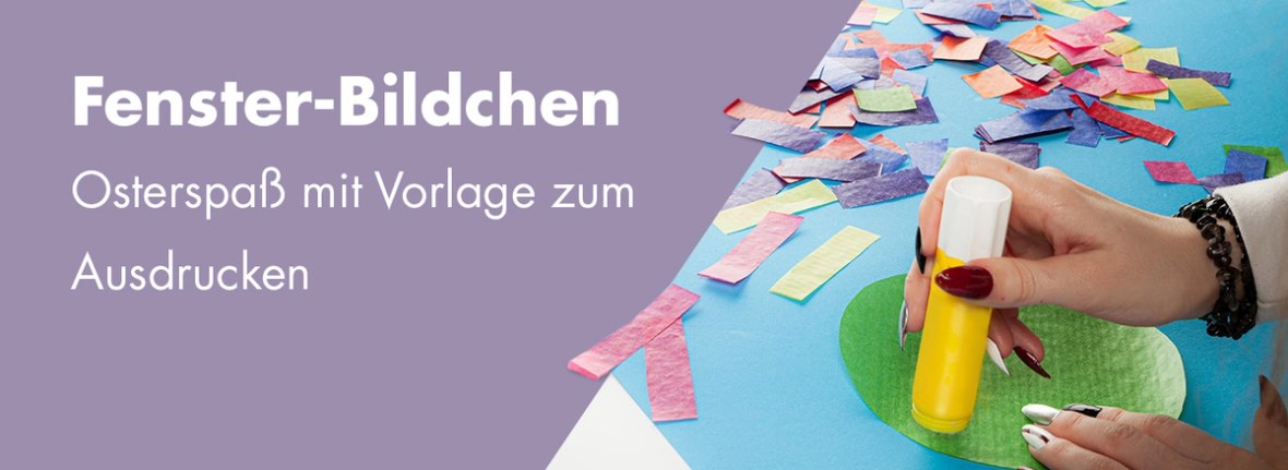 Knüddel-Bildchen Titelbild mit Foto von den Bastelsachen. Kleber, Krepp Band.