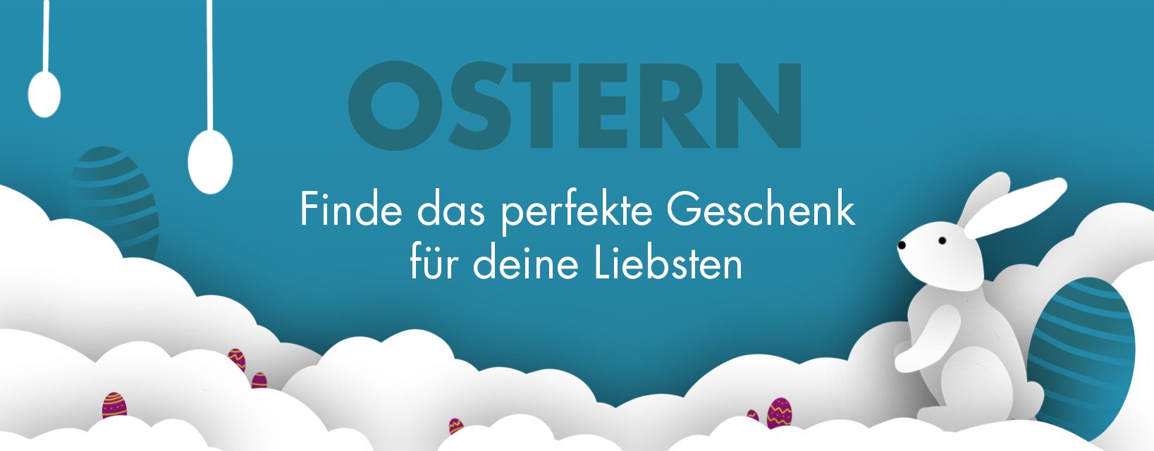 Digital gezeichnetes Oster Bild mit Hasen und Eiern 