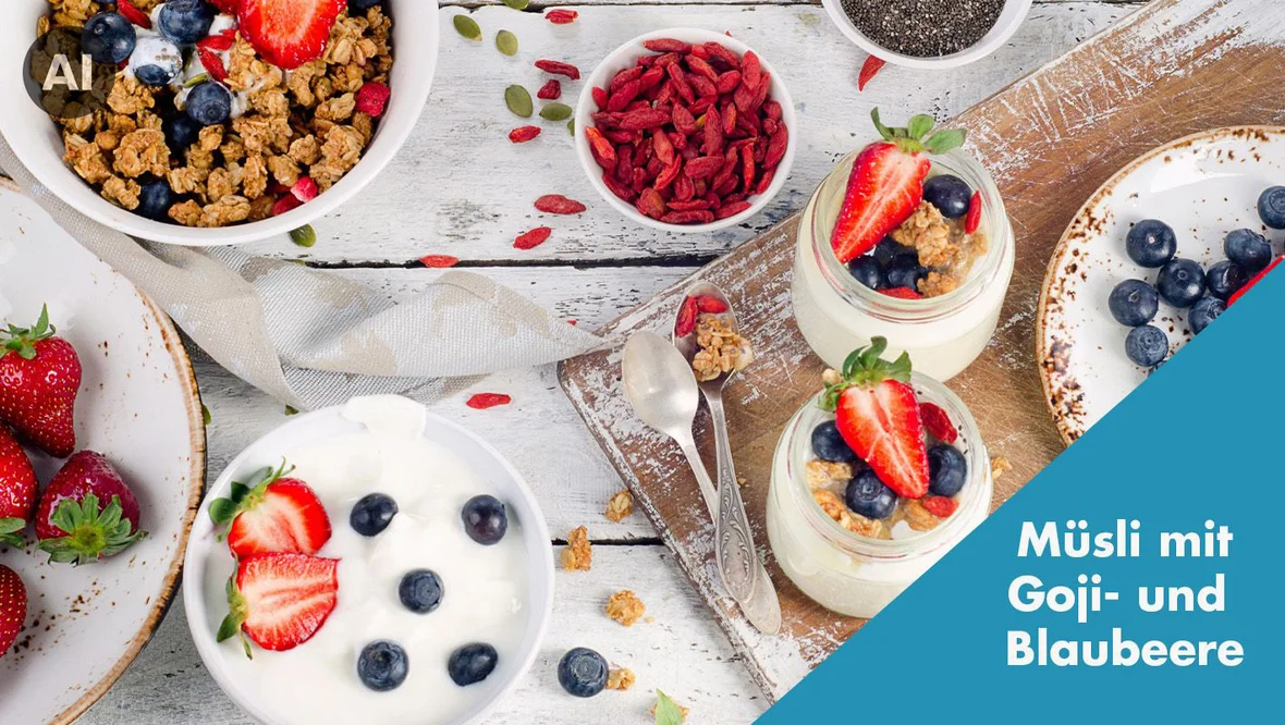 Müsli mit Goji- und Blaubeere