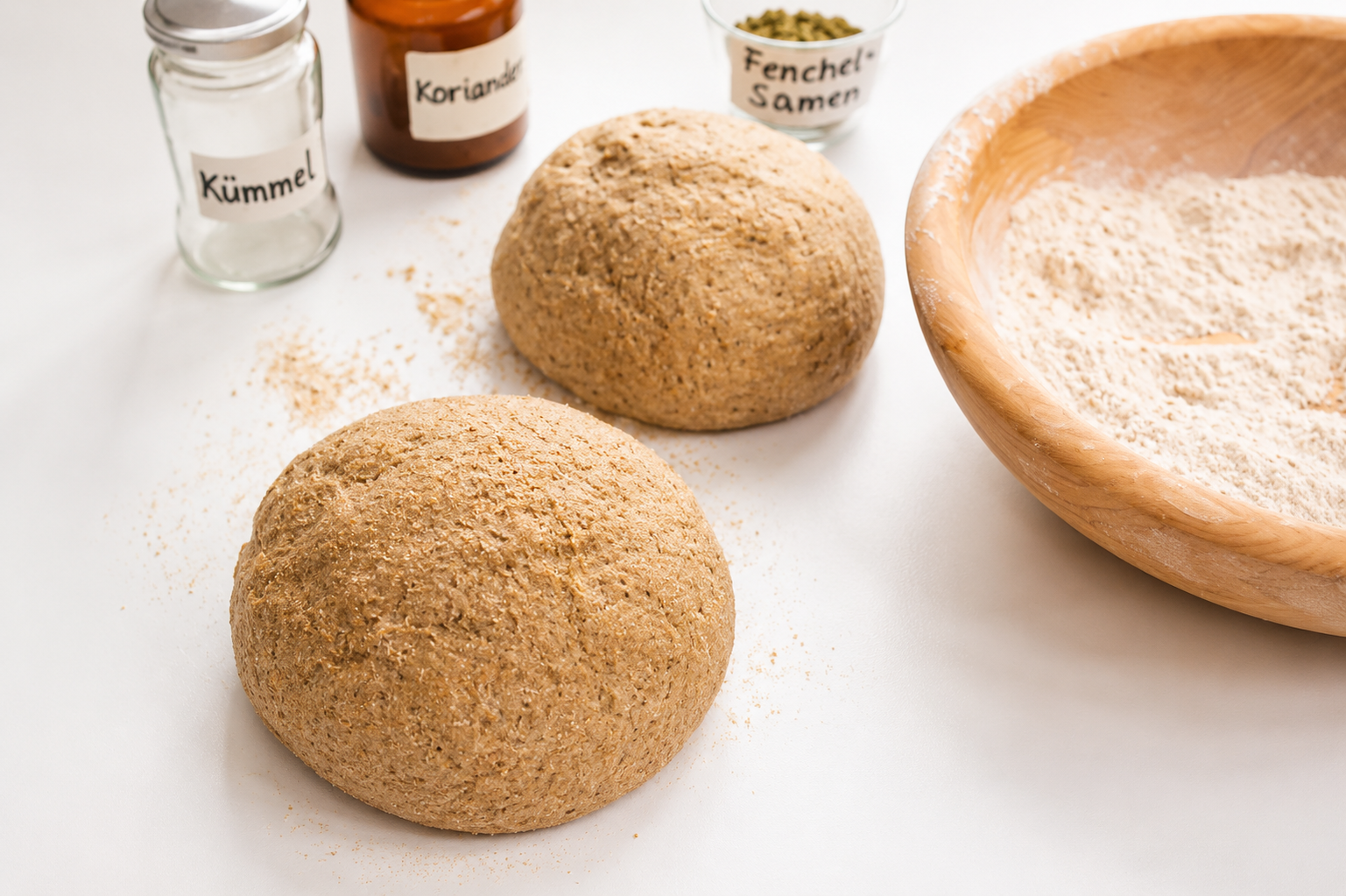 Aus einem Sauerteig wurden zwei Brotlaibe geformt