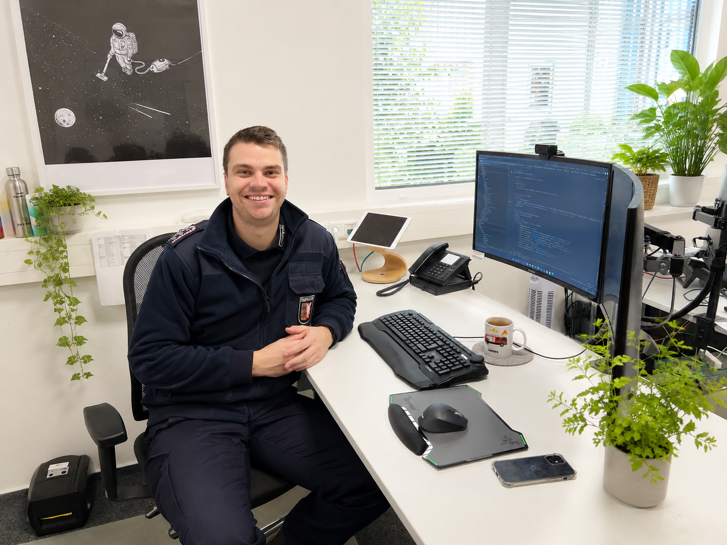 Jannes in seiner Arbeitsumgebung