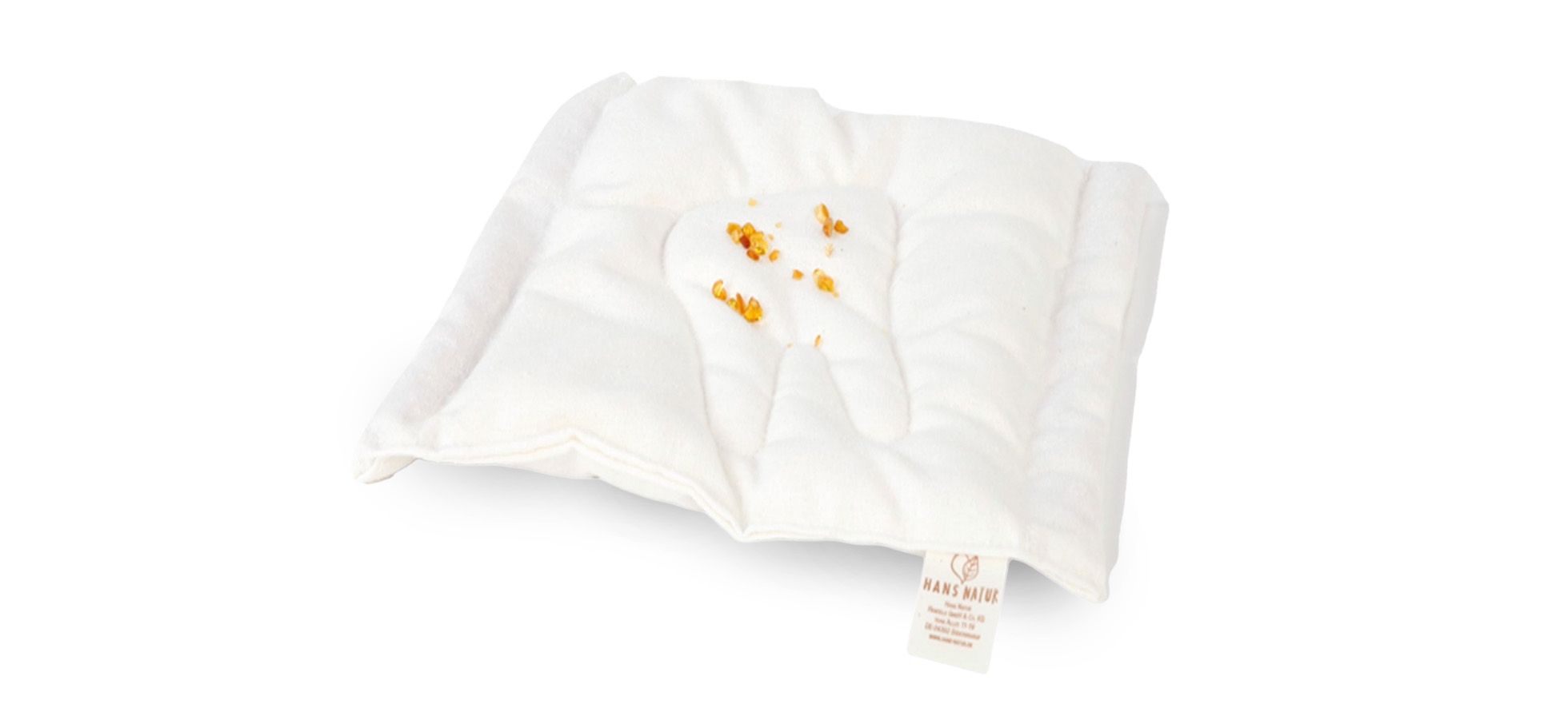 Zahnungskissen aus Wildseide und mit Naturbernsteinen