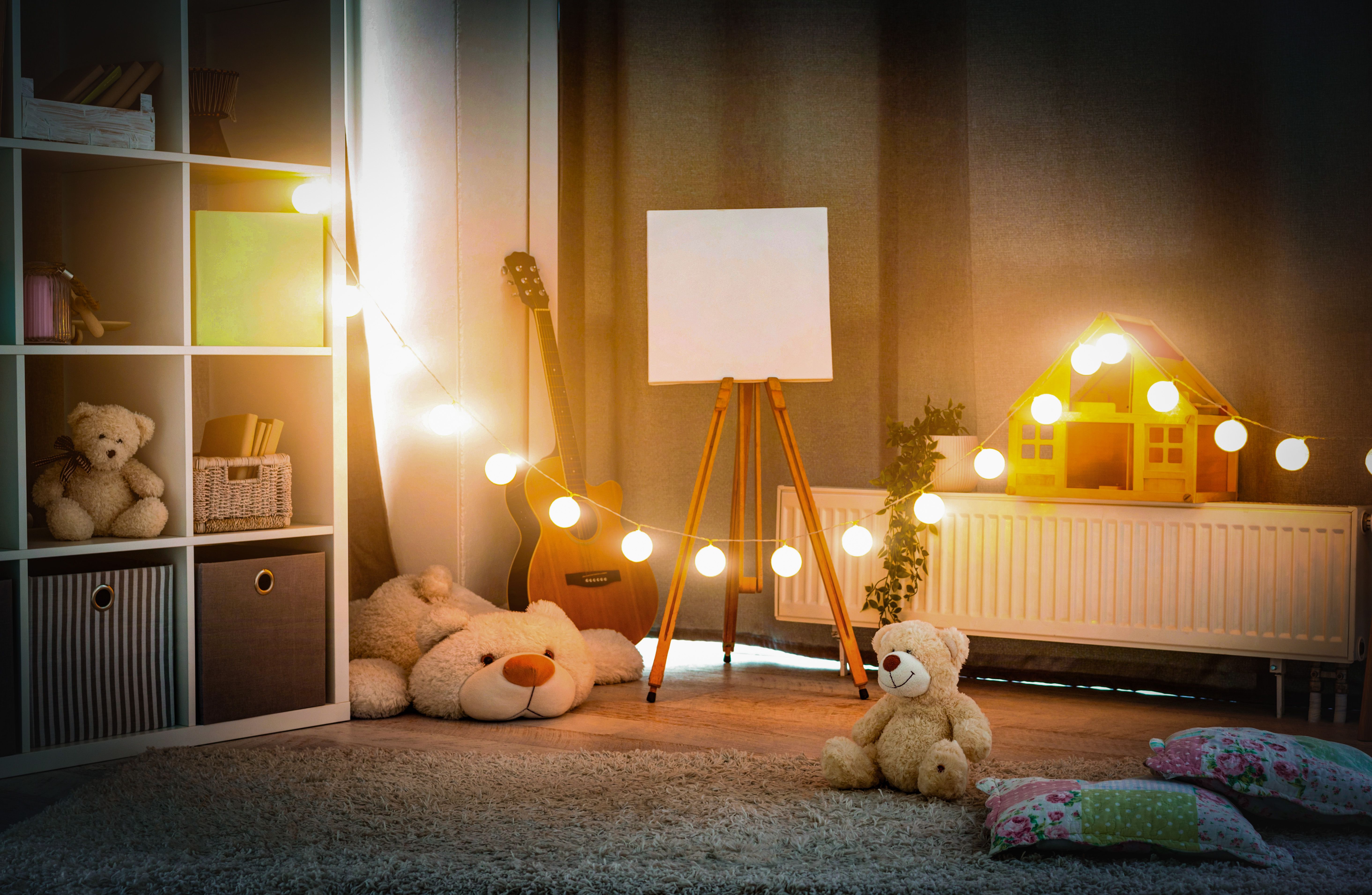 Childrens room with evening illumination