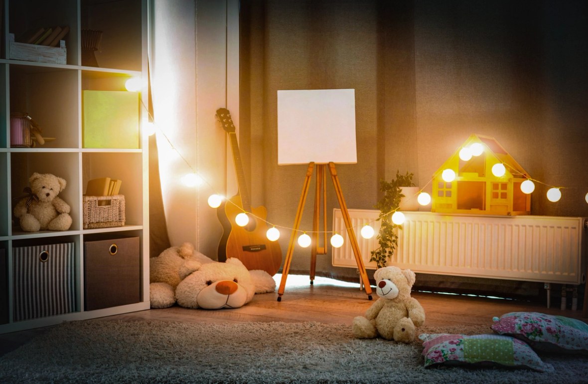 Childrens room with evening illumination