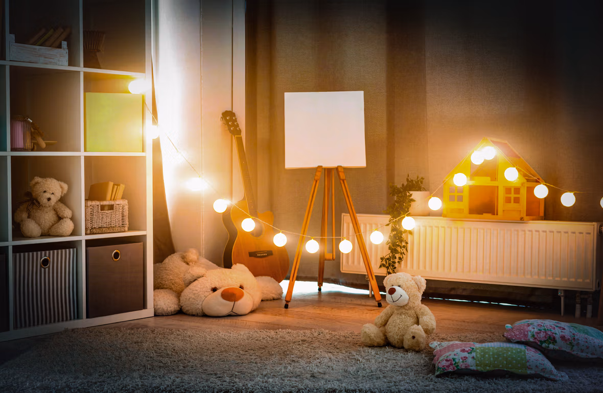 Childrens room with evening illumination