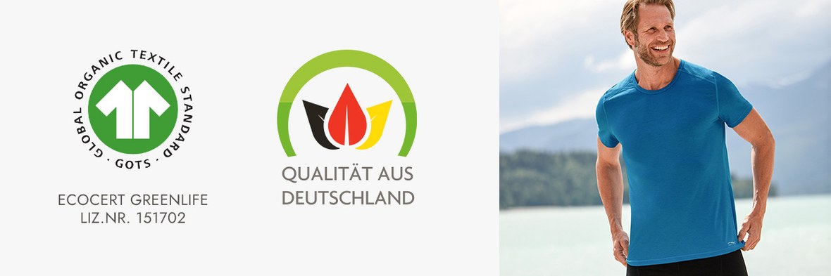 Herren-Sportbekleidung in blau mit Zertifikaten