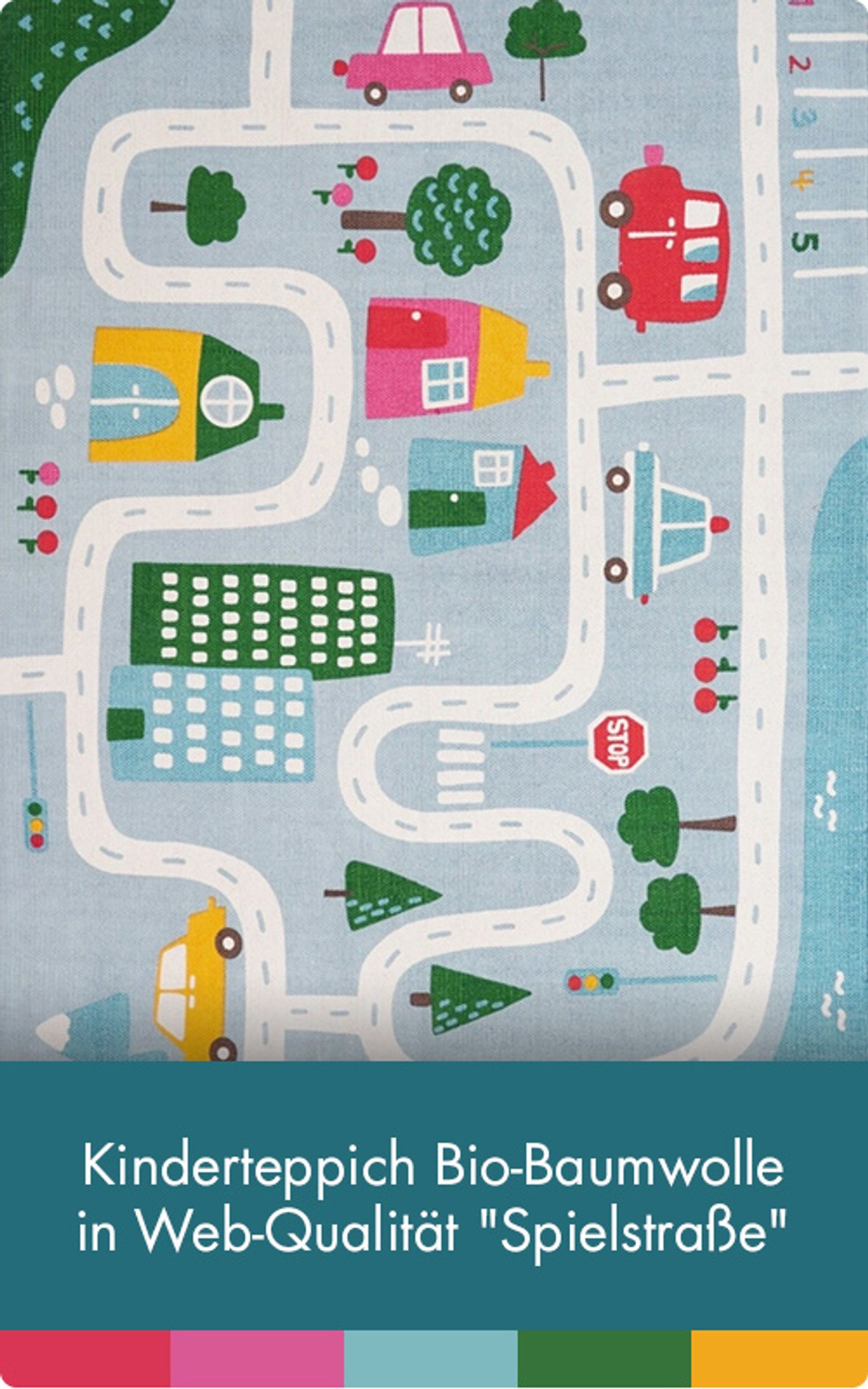 Kinderteppich Bio-Baumwolle in Web-Qualität "Spielstraße"