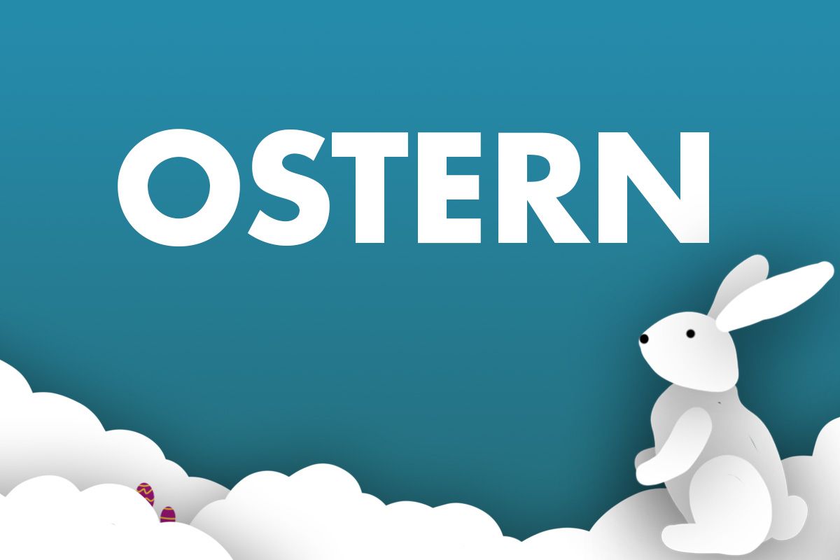 Unser Oster Themenshop illustriert mit Hasen und Eiern