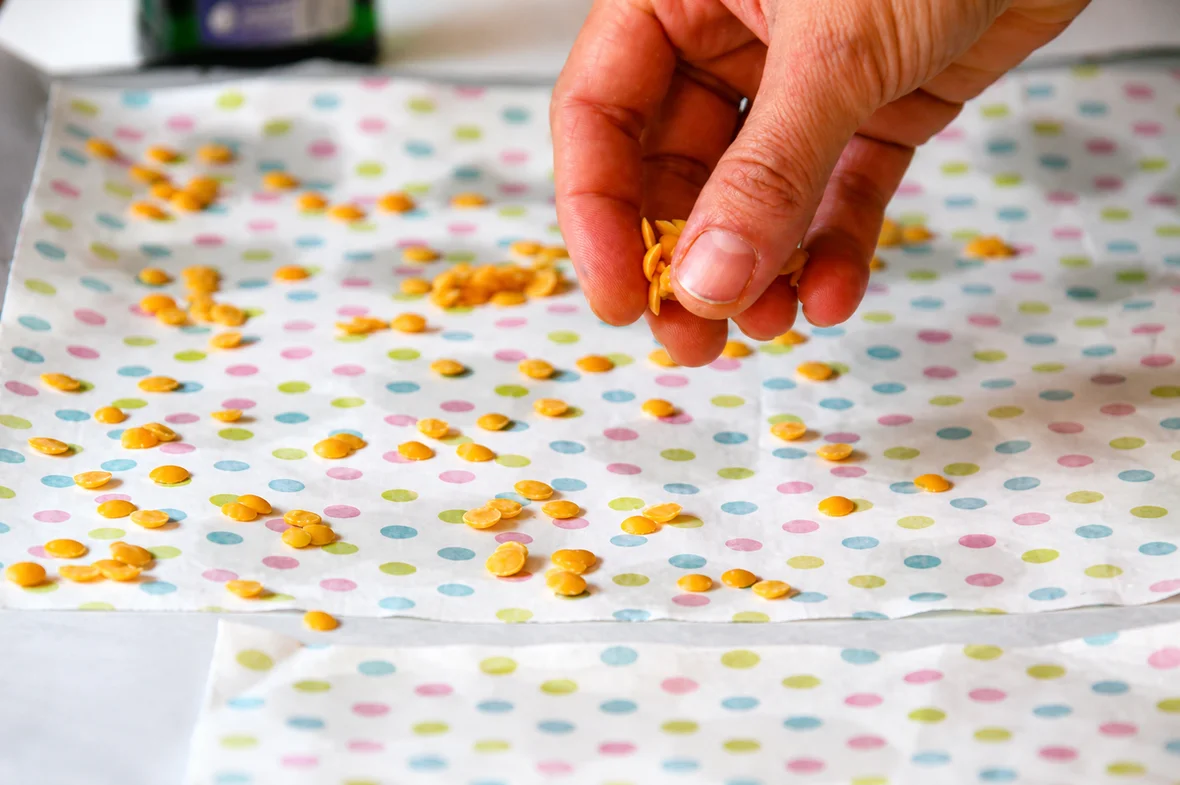 Bienenwachs auf dem Tuch verteilen