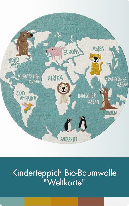 Kinderteppich Bio-Baumwolle "Weltkarte"