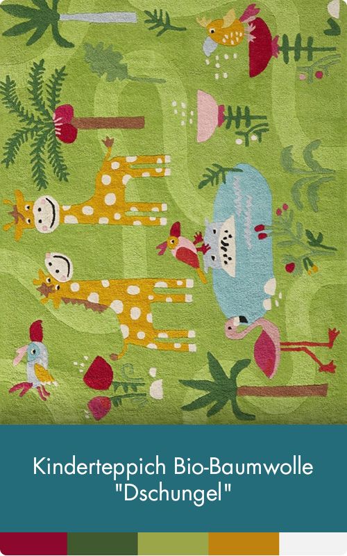 Kinderteppich Bio-Baumwolle "Dschungel"