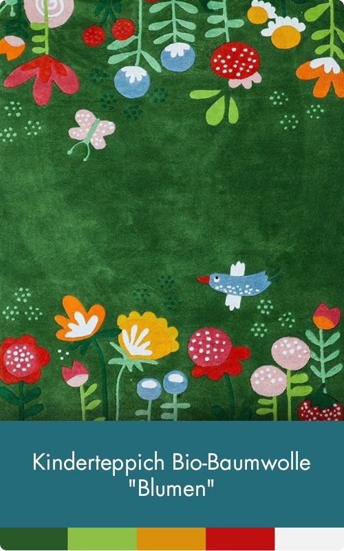 Kinderteppich Bio-Baumwolle "Blumen"