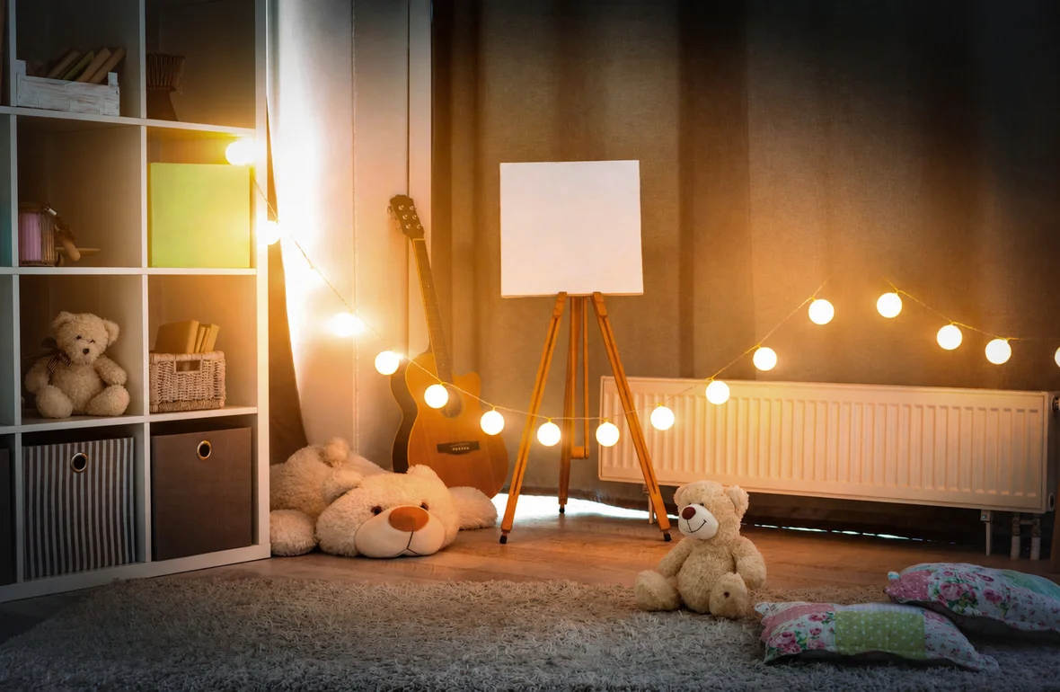 Childrens room with evening illumination