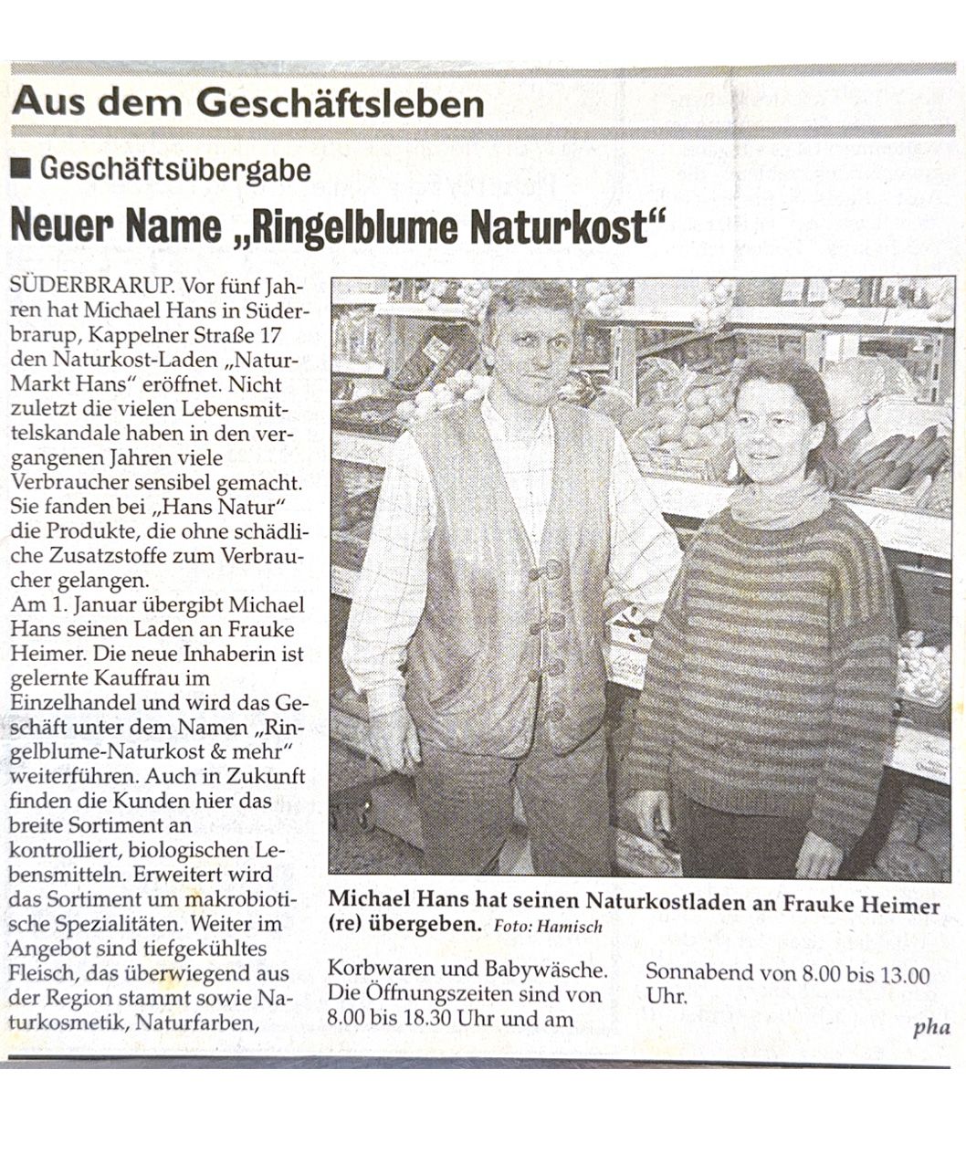 Übergabe von HANS NATUR an Frauke Heimer