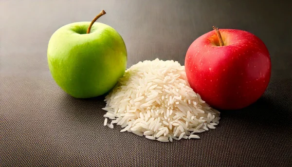 Reis und Apfel in Fastenzeit