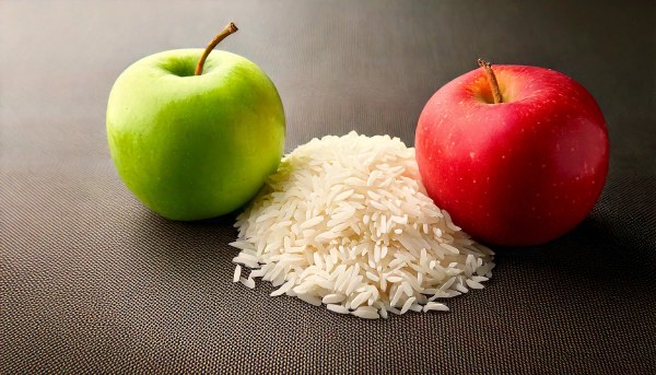 Reis und Apfel in Fastenzeit